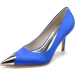 Stivali larghezza A eleganti blu numero 41 di raso con allacciatura elasticizzata per damigelle con tacco per Donna 